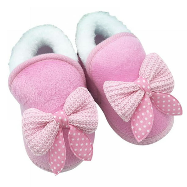 Toddler Infant Newborn Baby Girls Bow Soft Crib Sole Boots Prewalker Warm Shoes